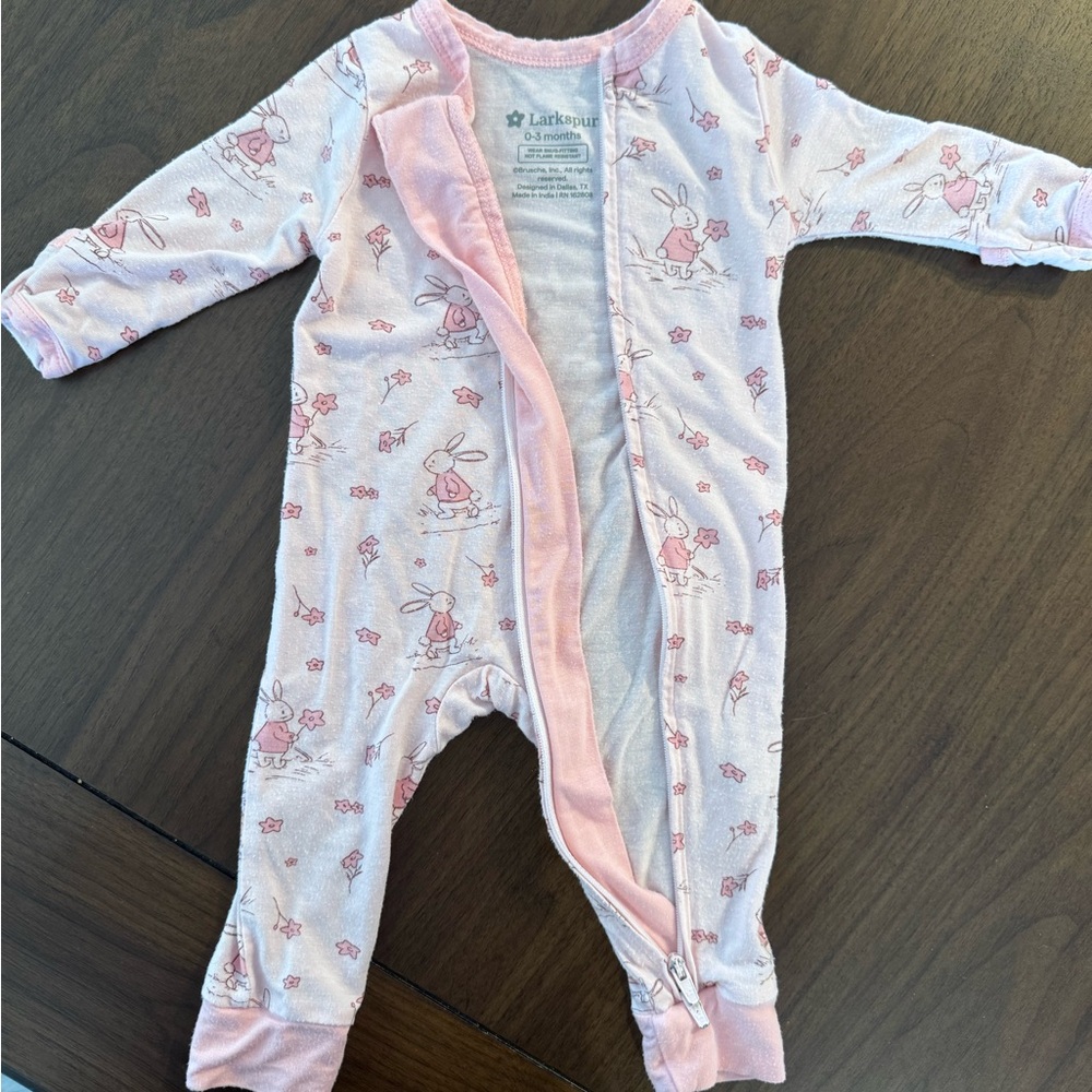 Larkspur Pink Bunny Kids Footie